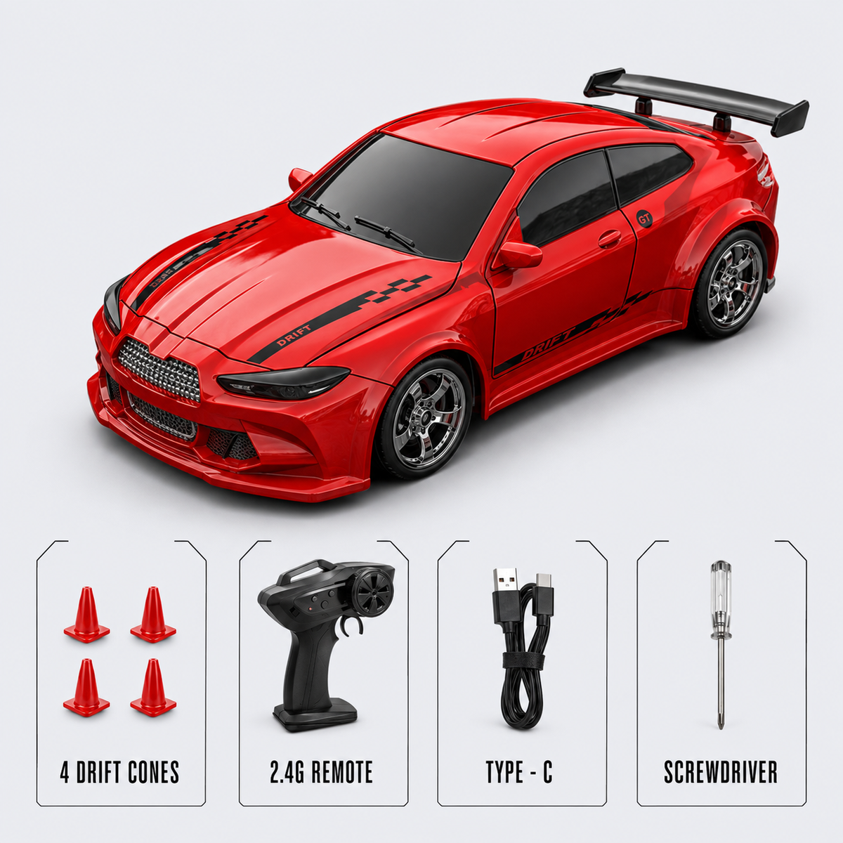 Ford Mustang GT Drift RC Car — Metallic Red